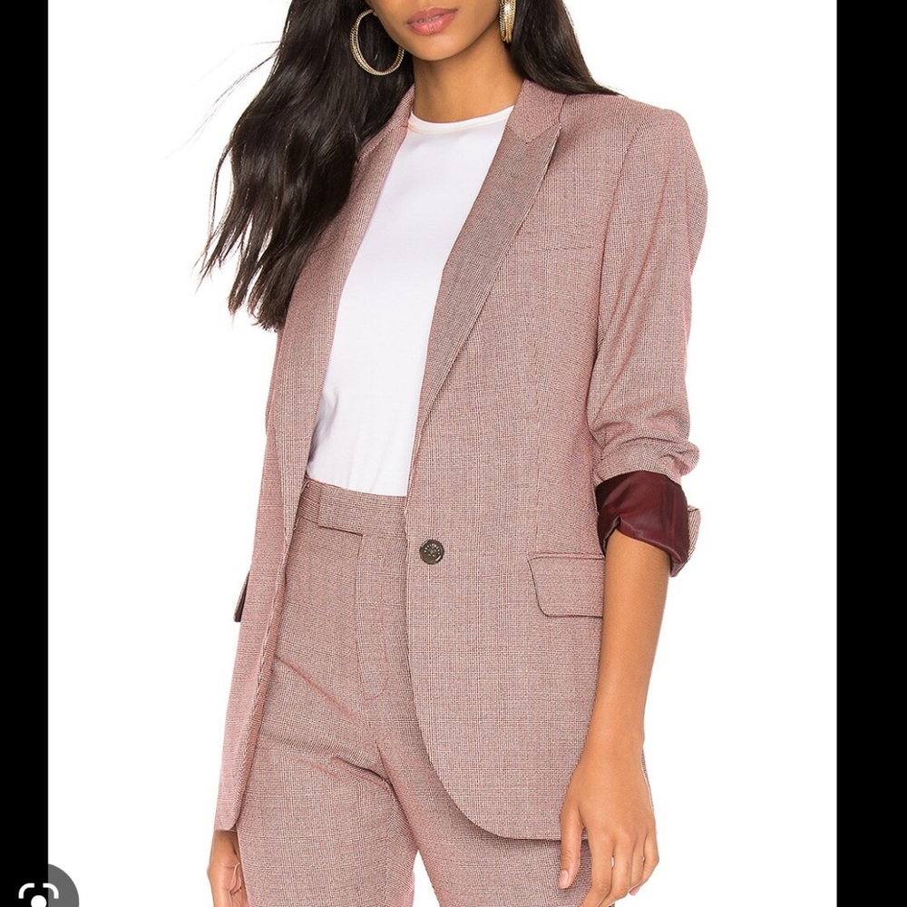 Equipment red and white checkered blazer
